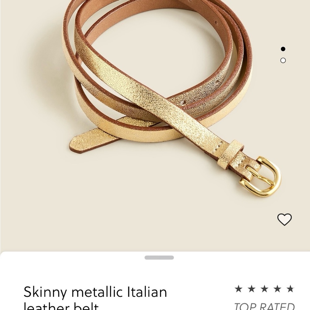 J.Crew Skinny Metallic Italian Leather Belt | Gold | Size Medium